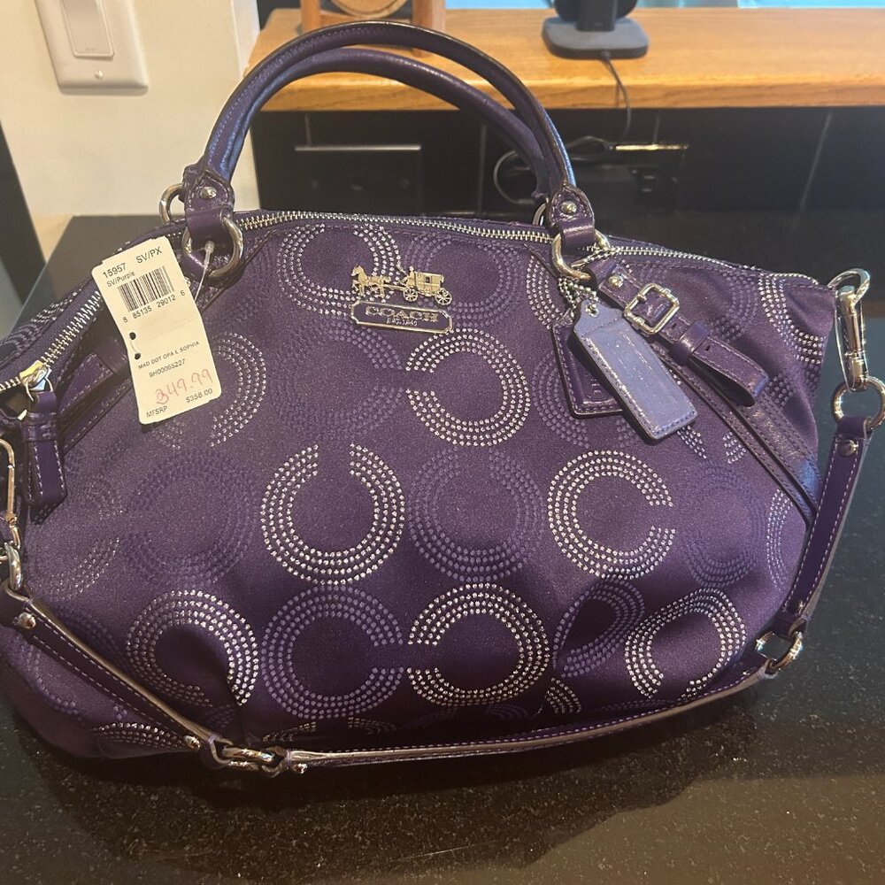 COACH PURCPLE C MAD DOT OPAL SOPHIA  PURPLE AND SILVER
